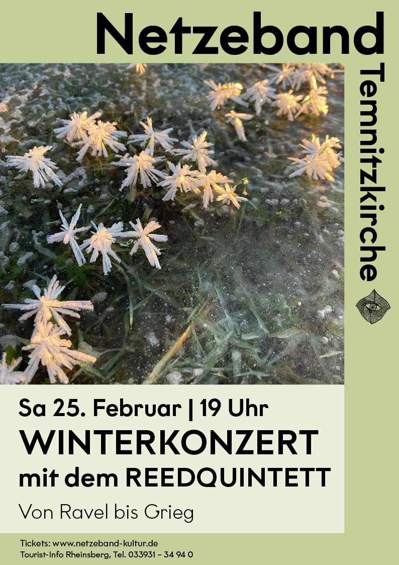 Plakat für das Winterkonzert am 25.02.2023 mit dem Reedquintett